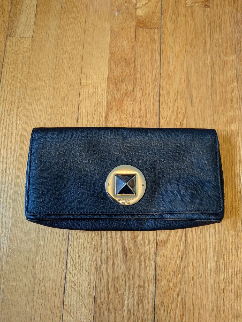 Kate Spade Keira Newbury Lane Black Saffiano Leather Clutch Wallet WKRU3365